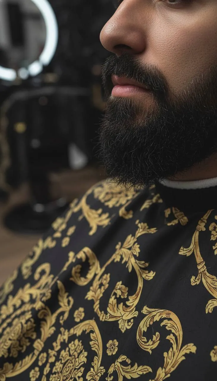 Barbe taillée et contours nets, gros plan de profil